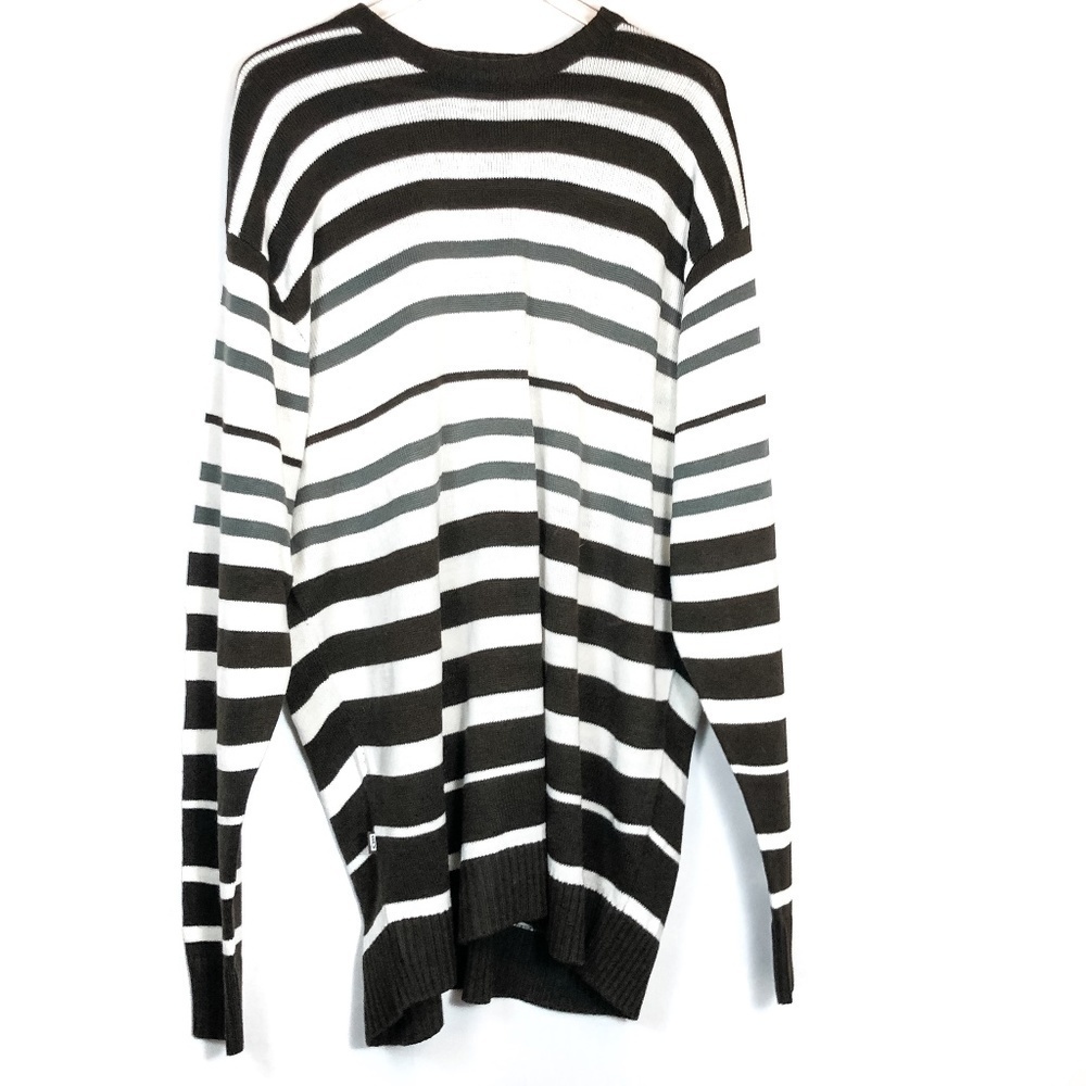 Koman Brown and Cream Striped Pullover Sweater
